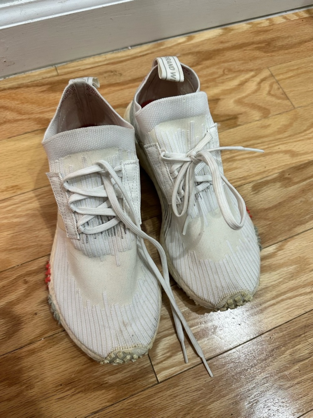 adidas Cream/White Knit Slip-On Sock Sneakers